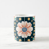 Orangefarbenes Muster auf schwarzem Hintergrund Kaffeetasse (Mittel)