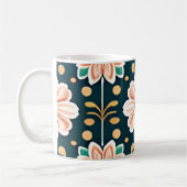 Orangefarbenes Muster auf schwarzem Hintergrund Kaffeetasse (Links)