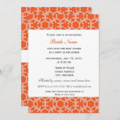 Orangefarbenes Muster Braudusche Einladung. Einladung (Vorne/Hinten)