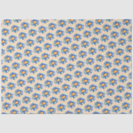 Orangefarbenes Muster der blauen Blume Seidenpapier