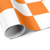 Orangefarbenes Muster eines Karos Geschenkpapier (Rolleneckpunkt)