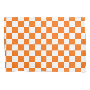 Orangefarbenes Muster eines Karos Kissenbezug