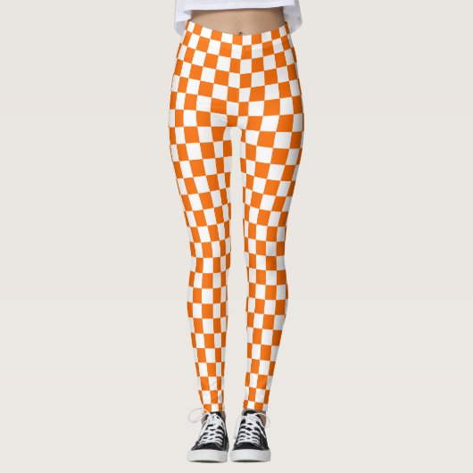 Orangefarbenes Muster eines Karos Leggings (Vorderseite)