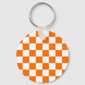 Orangefarbenes Muster eines Karos Schlüsselanhänger (Rückseite)