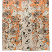 Orangefarbenes Muster für Blume Duschvorhang (Vorderseite)