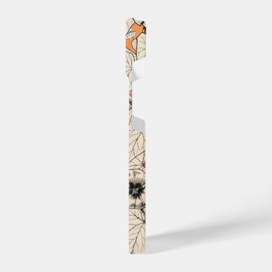 Orangefarbenes Muster für Blume iPhone Hülle (Linke Seite)