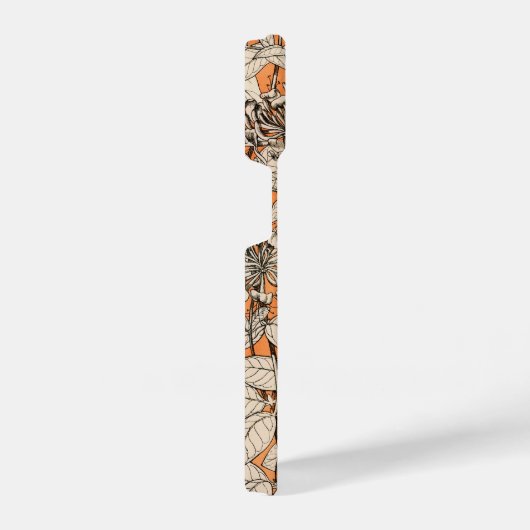 Orangefarbenes Muster für Blume iPhone Hülle (Rechte Seite)