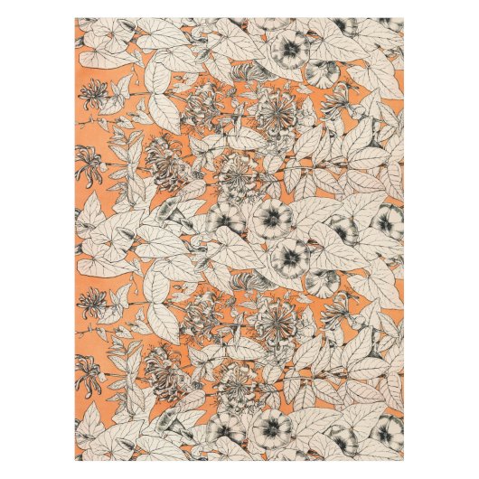 Orangefarbenes Muster für Blume Tischdecke (Vorderseite)