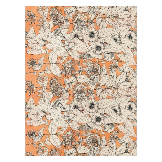 Orangefarbenes Muster für Blume Tischdecke (Vorderseite)