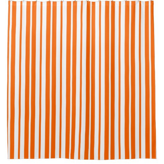 Orangefarbenes Muster für vertikale Streifen Duschvorhang (Vorderseite)