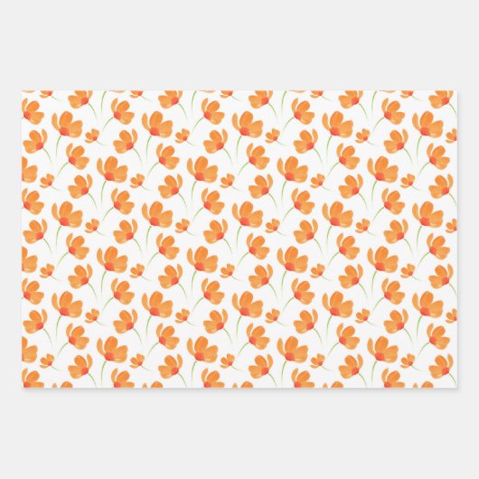 Orangefarbenes Muster Geschenkpapier Set (Vorderseite 3)
