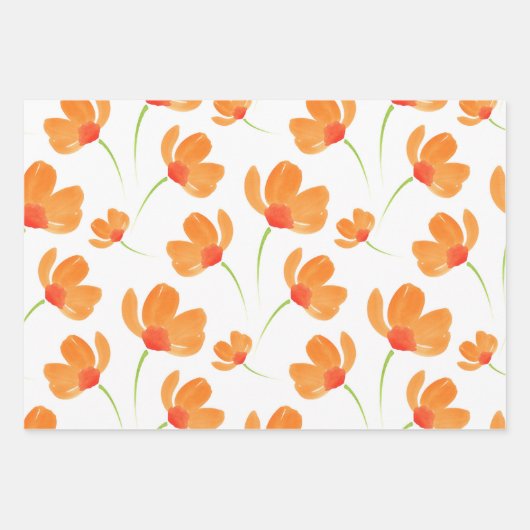 Orangefarbenes Muster Geschenkpapier Set (Vorderseite 2)