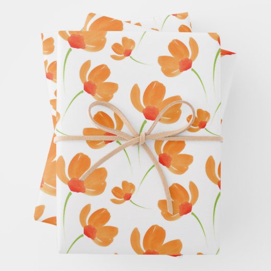 Orangefarbenes Muster Geschenkpapier Set (Beispiel)