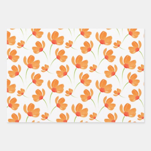 Orangefarbenes Muster Geschenkpapier Set (Vorderseite)