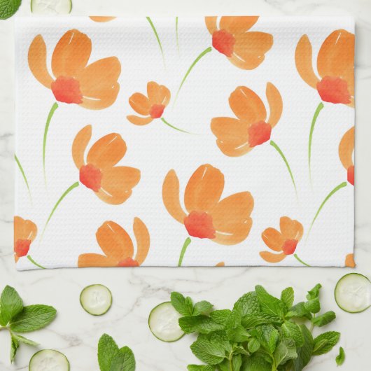 Orangefarbenes Muster Geschirrtuch (Gefaltet)