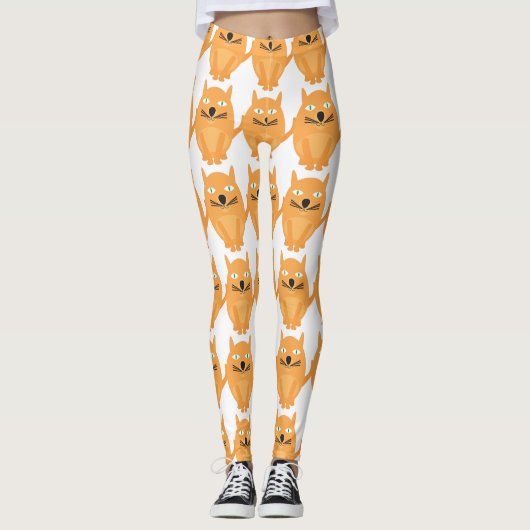 Orangefarbenes Muster Leggings (Vorderseite)