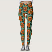 Orangefarbenes Muster Leggings (Vorderseite)