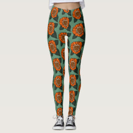 Orangefarbenes Muster Leggings