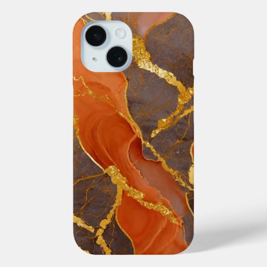 Orangefarbenes Muster mit Gold Case-Mate iPhone Hülle (Rückseite)