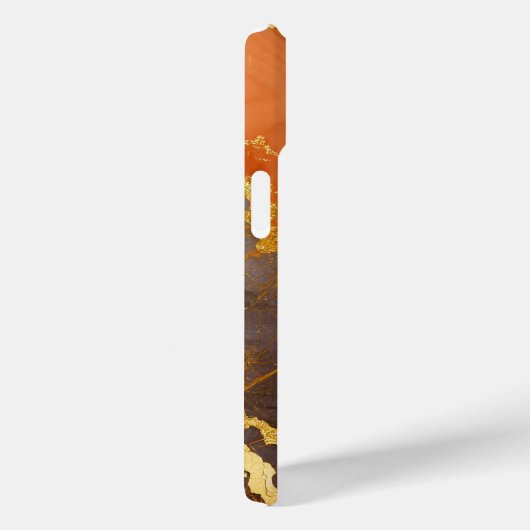 Orangefarbenes Muster mit Gold Case-Mate iPhone Hülle (Rückseite / Rechts)