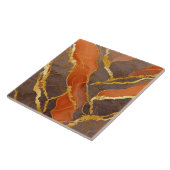 Orangefarbenes Muster mit Gold Fliese (Seite)