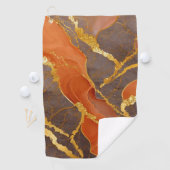 Orangefarbenes Muster mit Gold Golfhandtuch (Insitu)