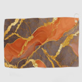 Orangefarbenes Muster mit Gold Golfhandtuch (Horizontal)