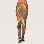 Orangefarbenes Muster mit Gold Leggings (Rückseite)