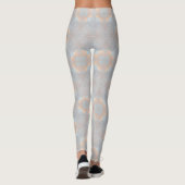 Orangefarbenes Muster mit/grau und blau Leggings (Rückseite)