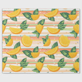 Orangefarbenes Muster mit grünen Blätter auf Paste Geschenkpapier (Flach)
