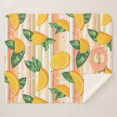 Orangefarbenes Muster mit grünen Blätter auf Paste Sherpadecke (Vorderseite (Horizontal))