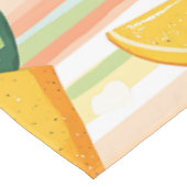 Orangefarbenes Muster mit grünen Blätter auf Paste Tischdecke (Schrägansicht)