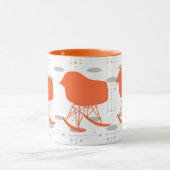 Orangefarbenes Muster Silhouette Mitte des 19. Jah Tasse (Zentrum)