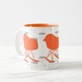 Orangefarbenes Muster Silhouette Mitte des 19. Jah Tasse (Vorderseite Links)