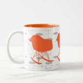 Orangefarbenes Muster Silhouette Mitte des 19. Jah Tasse (Links)