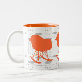 Orangefarbenes Muster Silhouette Mitte des 19. Jah Tasse