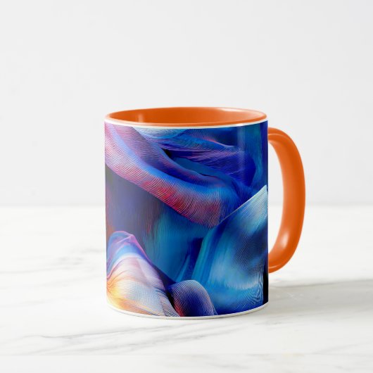 Orangefarbenes Muster Tasse (VorderseiteRechts)