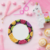 Orangefarbenes Muster und Hintergrund Pappteller (Party)