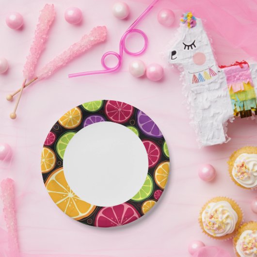 Orangefarbenes Muster und Hintergrund Pappteller (Party)