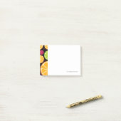 Orangefarbenes Muster und Hintergrund Post-it Klebezettel (Auf Schreibtisch)