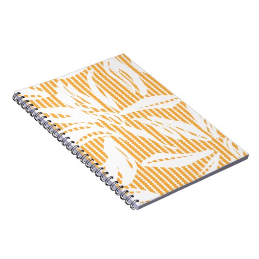 Orangefarbenes nahtloses Muster mit gestreiftem Rü Notizblock (Rechte Seite)