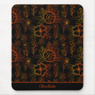 Orangefarbenes nahtloses Muster personalisiert Mousepad