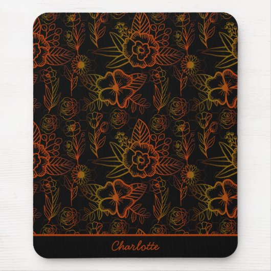 Orangefarbenes nahtloses Muster personalisiert Mousepad (Vorne)