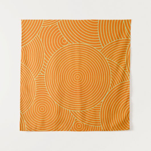 Orangefarbenes, nahtloses Muster Wandteppich (Vorderseite (Horizontal))