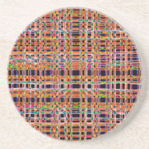 Orangefarbenes Neonlinienmuster Getränkeuntersetzer