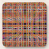 Orangefarbenes Neonlinienmuster Getränkeuntersetzer (Vorderseite)