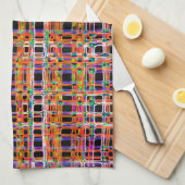 Orangefarbenes Neonlinienmuster Küchentuch (Viertel Falte)