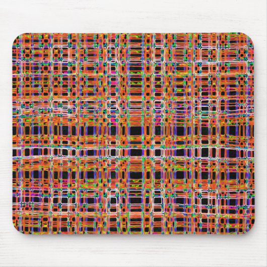 Orangefarbenes Neonlinienmuster Mousepad (Vorne)