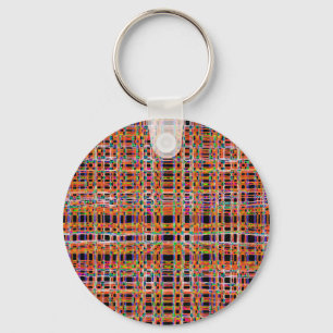 Orangefarbenes Neonlinienmuster Schlüsselanhänger