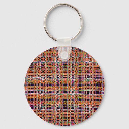 Orangefarbenes Neonlinienmuster Schlüsselanhänger (Vorderseite)
